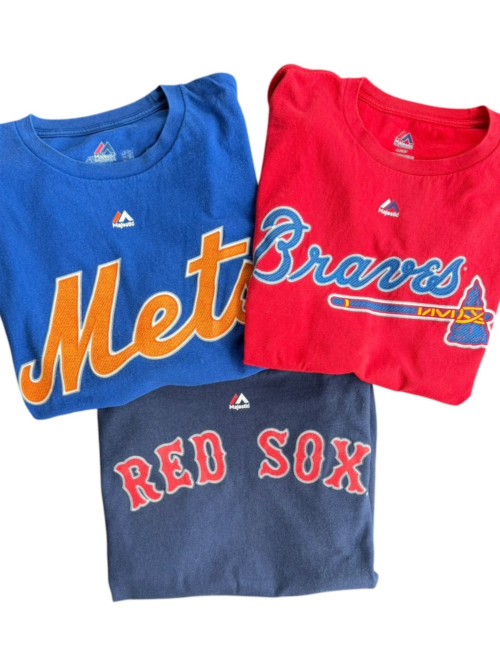 VTG Majestic MLB T-Shirt Bundle Wright Mets Freeman Braves Ortiz Red Sox Size: L